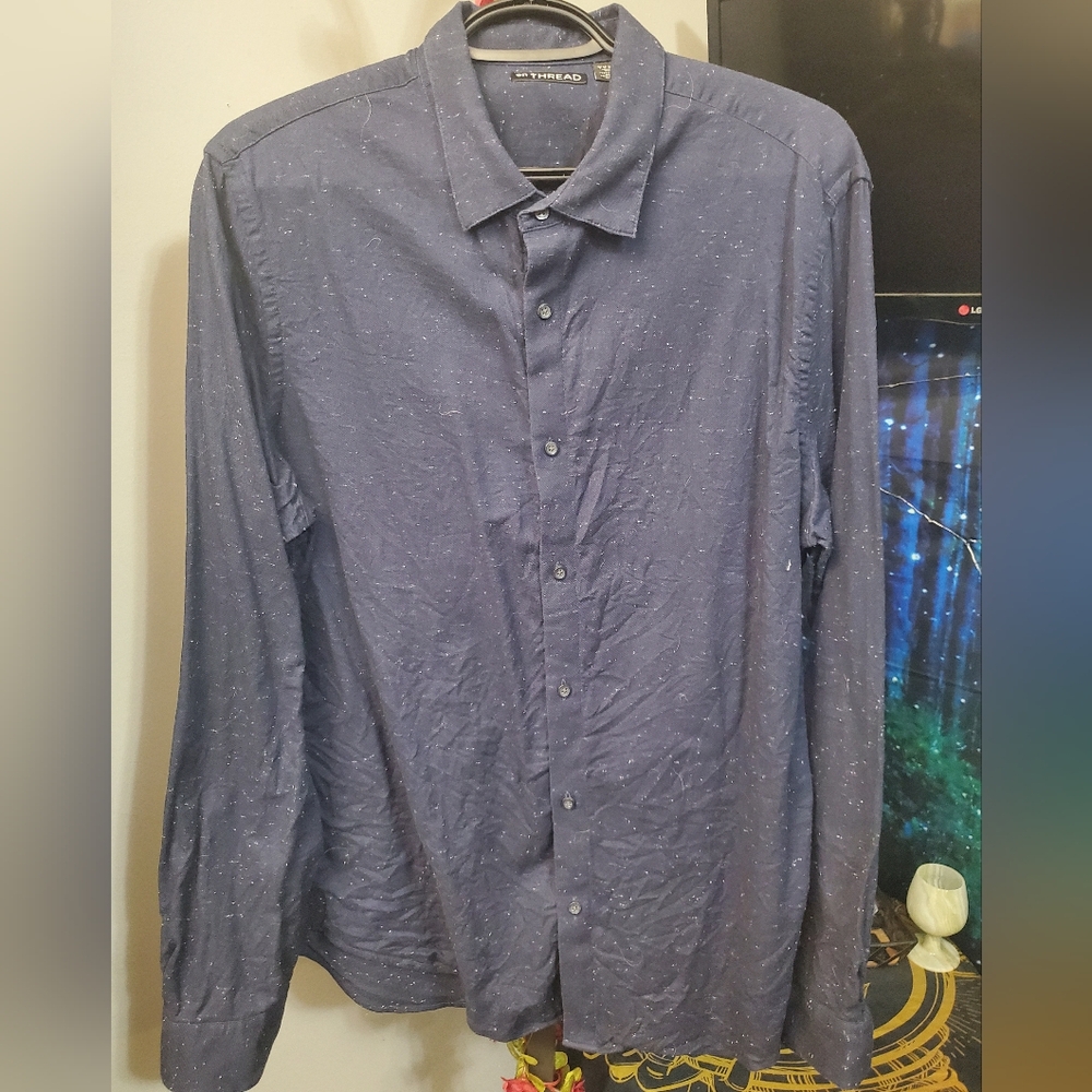 Men's Blue En Thread Shirt With White Speckle Details Size Large